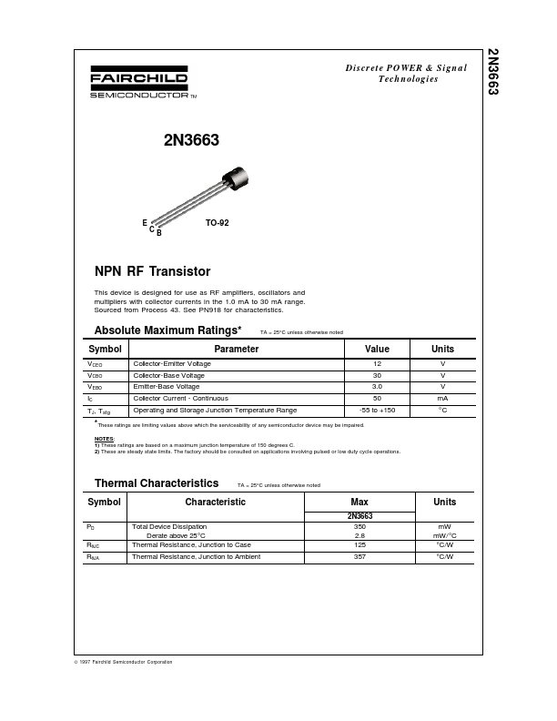 2N3663 Fairchild Semiconductor