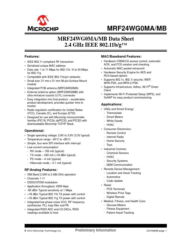 MRF24WG0MA Microchip