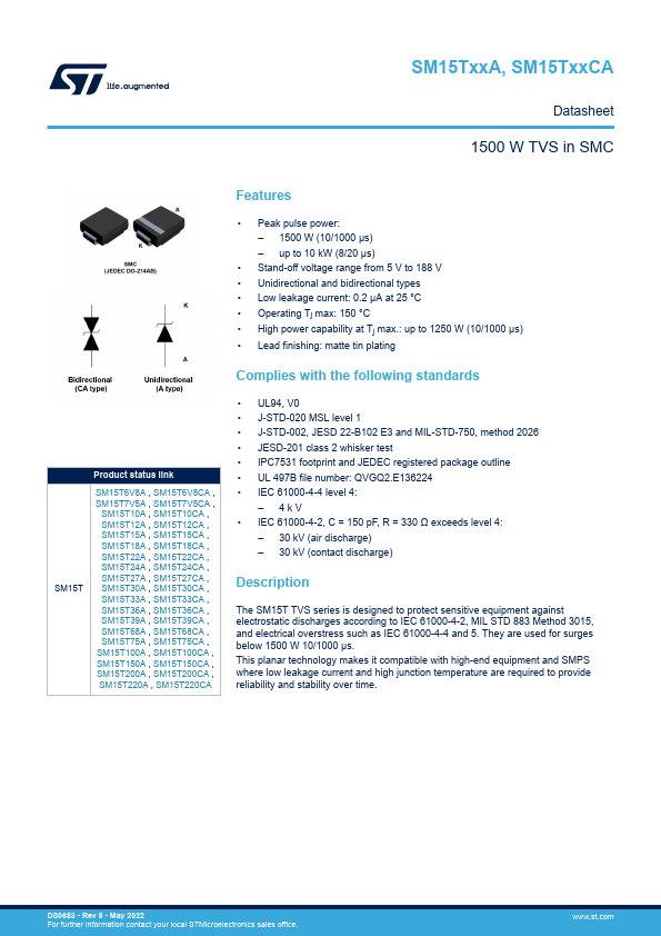 SM15T33A STMicroelectronics