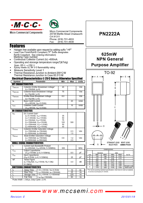PN2222A Micro Commercial Components