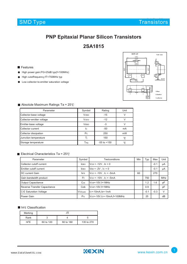 2SA1815 Guangdong Kexin Industrial