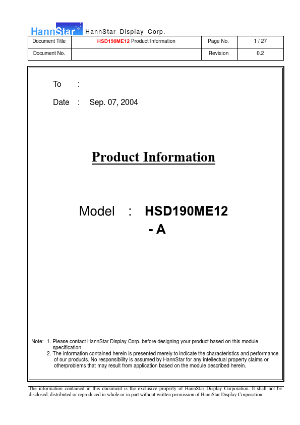 HSD190ME12-A