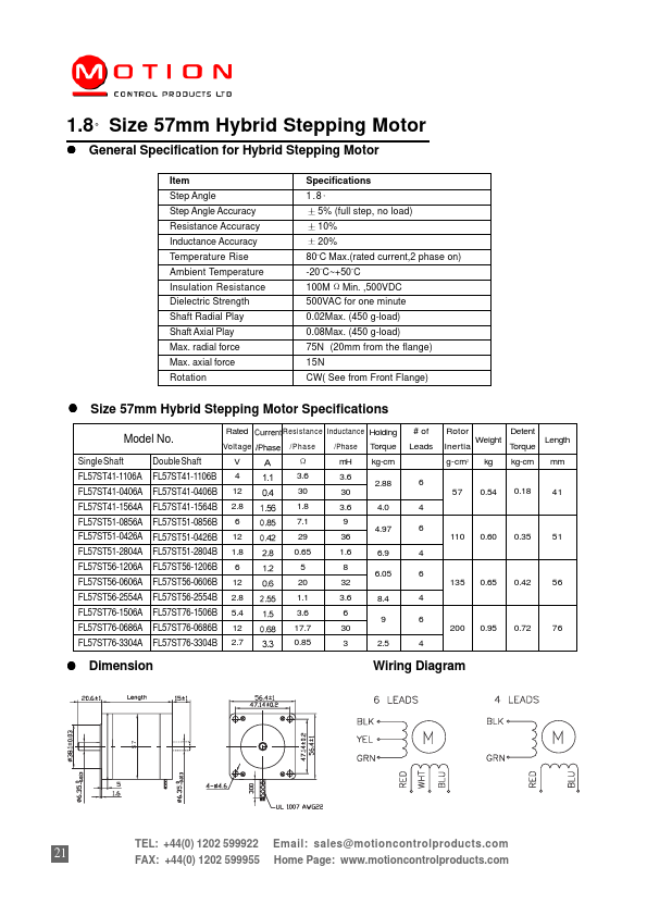 FL57ST41-0406A MOTION CONTROL PRODUCTS