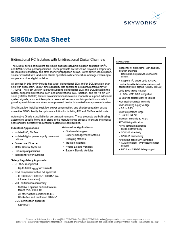 <?=Si8601?> डेटा पत्रक पीडीएफ