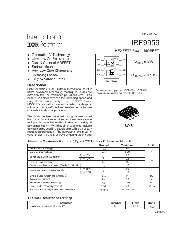 IRF9956 International Rectifier