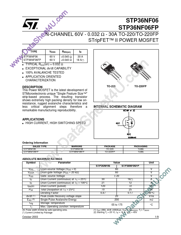 STP36NF06FP ST Microelectronics