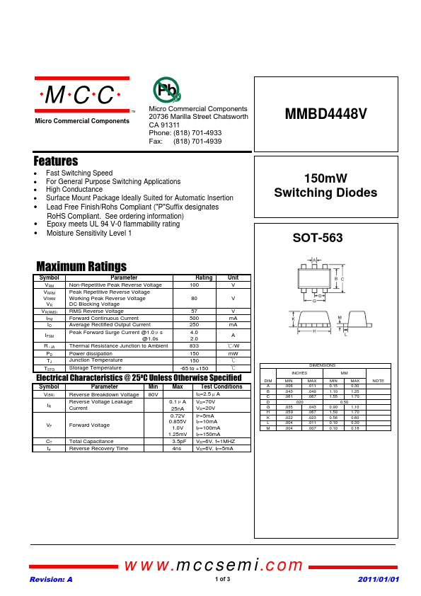 MMBD4448V MCC