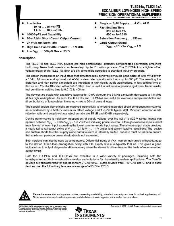 TLE2141A Texas Instruments