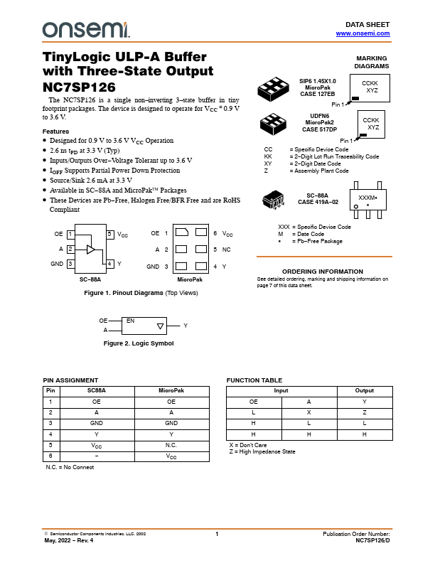 NC7SP126 ON Semiconductor