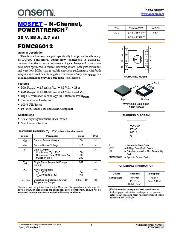 FDMC86012 ON Semiconductor