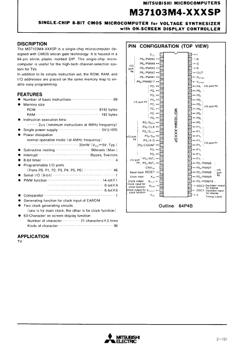 M37103M4-xxxSP Mitsubishi