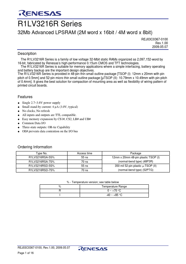 <?=R1LV3216RSD-7S?> डेटा पत्रक पीडीएफ