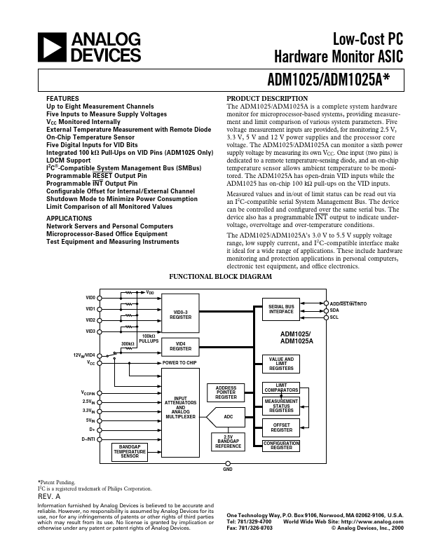 <?=ADM1025?> डेटा पत्रक पीडीएफ