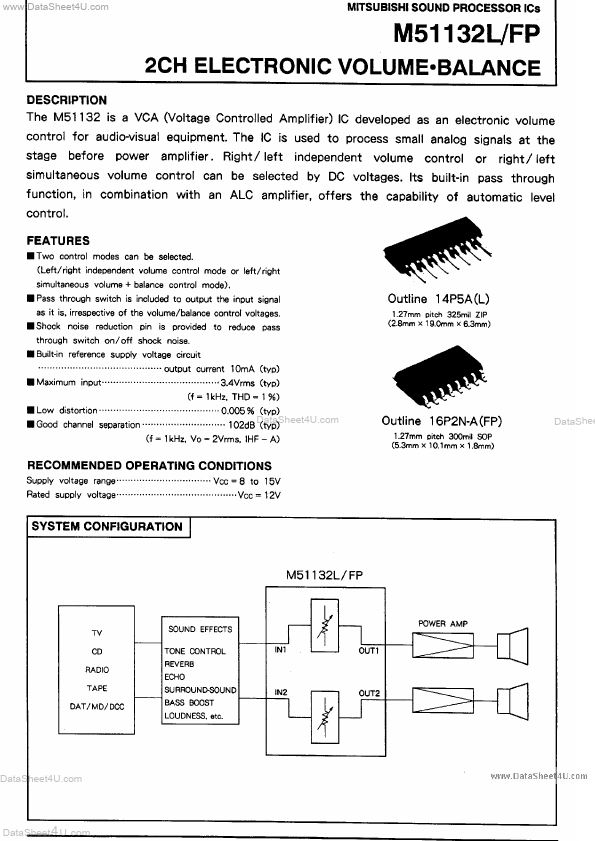 M51132L (RENESAS) PDF技术资料下载M51132L 供应信息IC Datasheet 数据表(12/12 页)-芯三七