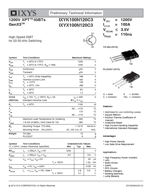 IXYK100N120C3