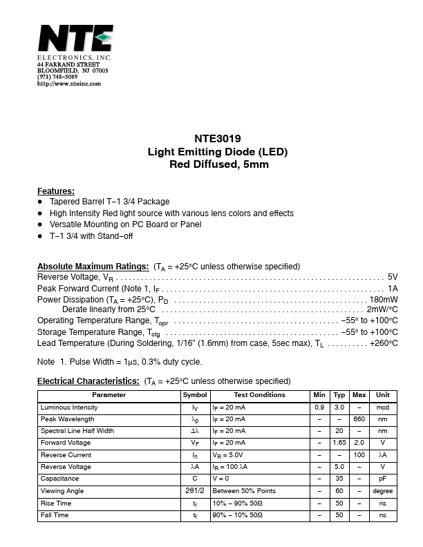 <?=NTE3019?> डेटा पत्रक पीडीएफ