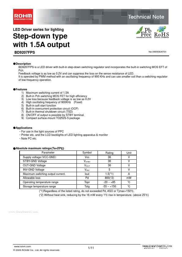 <?=BD9207FPS?> डेटा पत्रक पीडीएफ