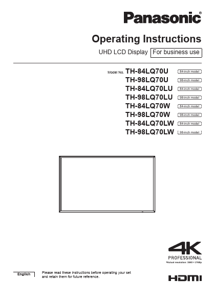 <?=TH-98LQ70W?> डेटा पत्रक पीडीएफ