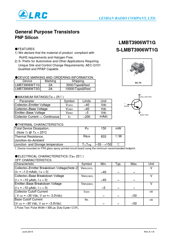 LMBT3906WT1G