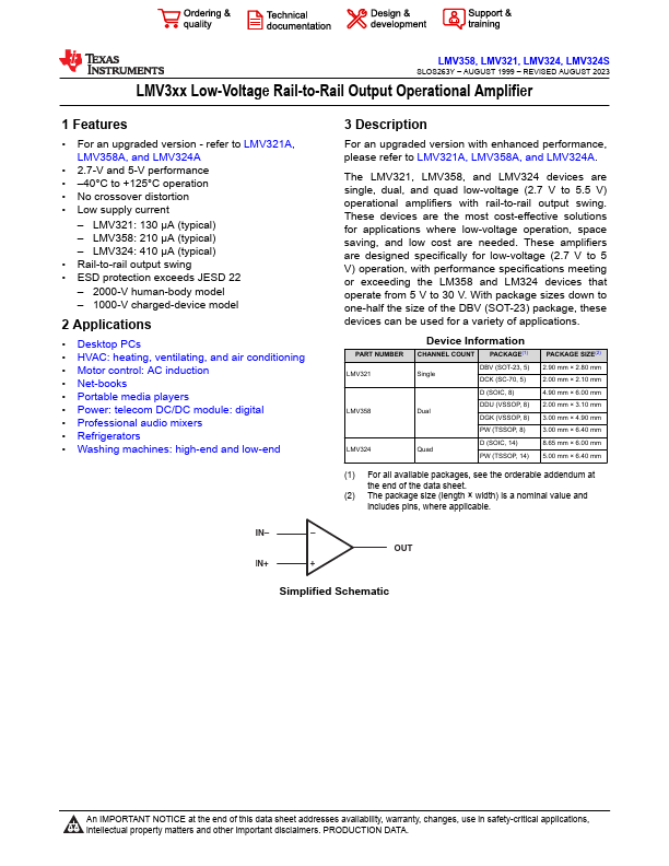 LMV321 Texas Instruments