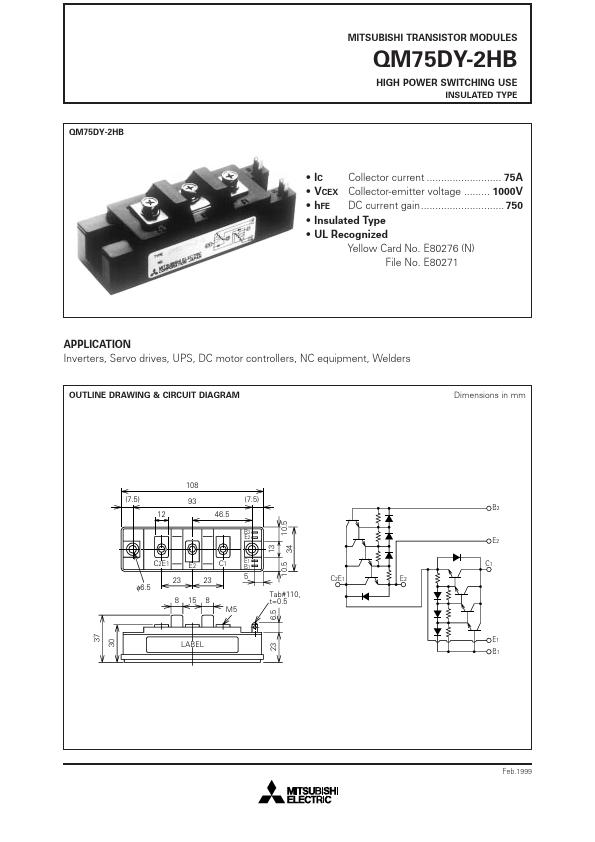 QM75DY-2HB Mitsubishi Electric Semiconductor