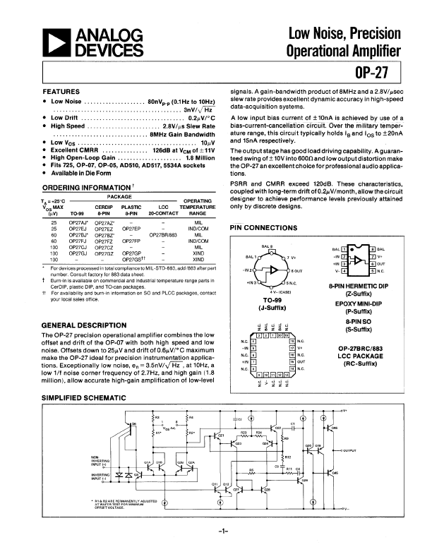 OP-27 Analog Devices