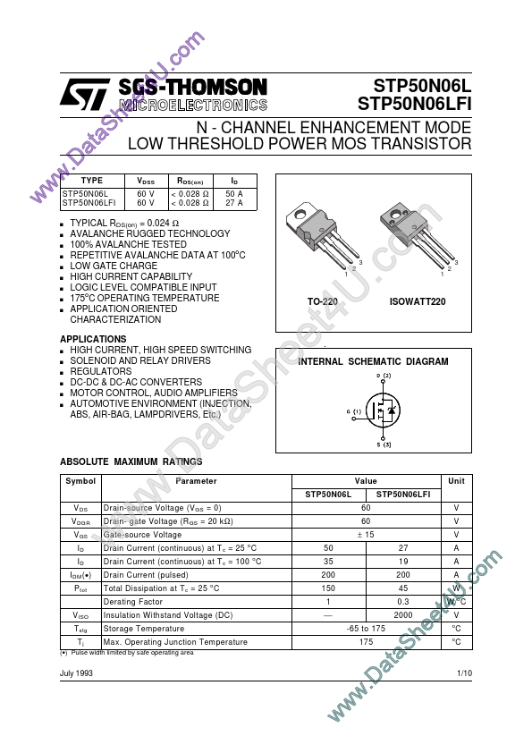 STP50N06L ST Microelectronics