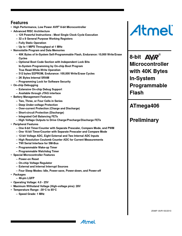 <?=ATMEGA406?> डेटा पत्रक पीडीएफ