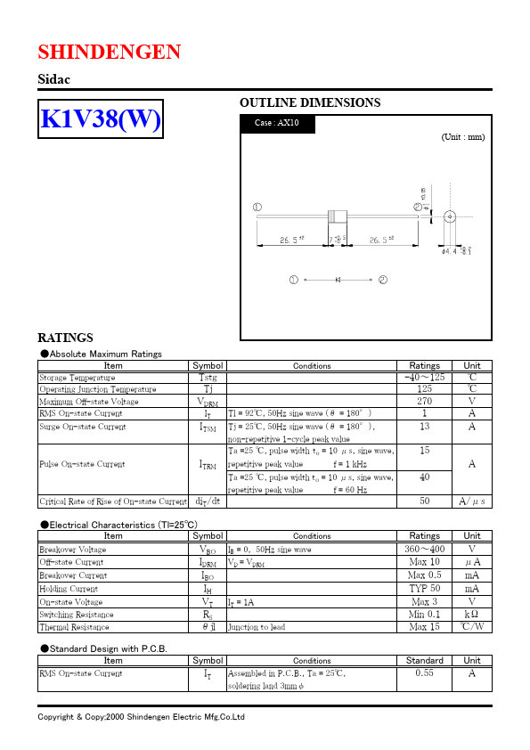 K1V38 Shindengen Mfg.Co.Ltd