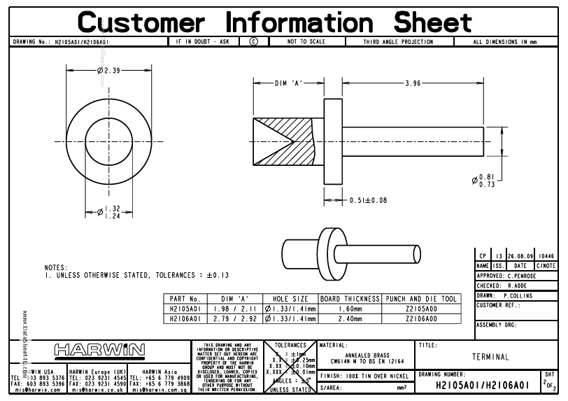 <?=H2105A01?> डेटा पत्रक पीडीएफ