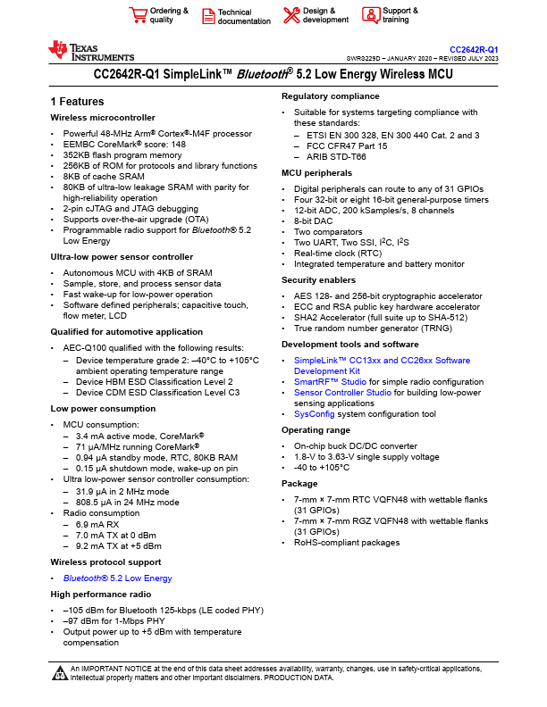 CC2642R-Q1 Texas Instruments