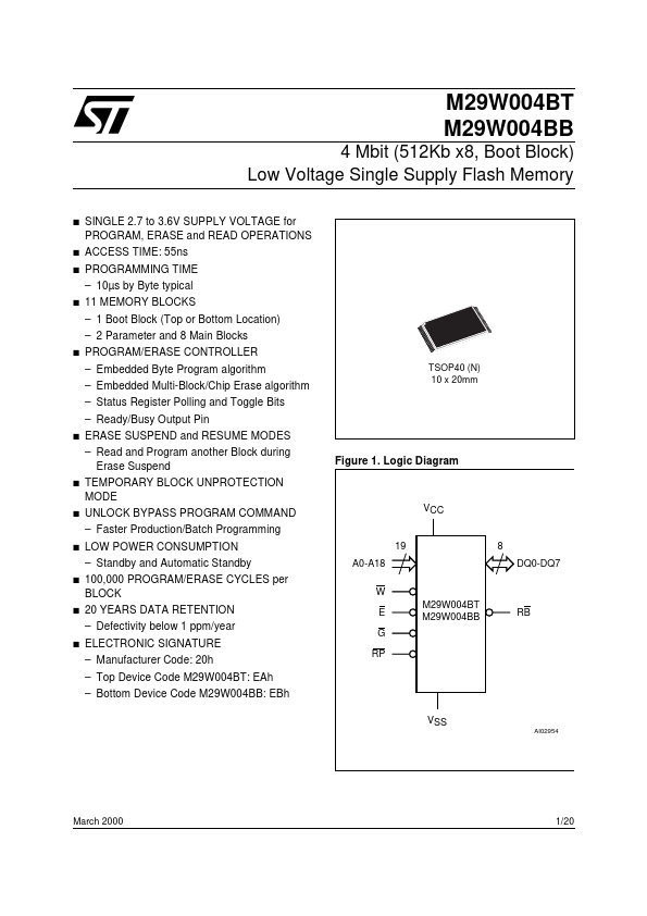 M29W004BT ST Microelectronics