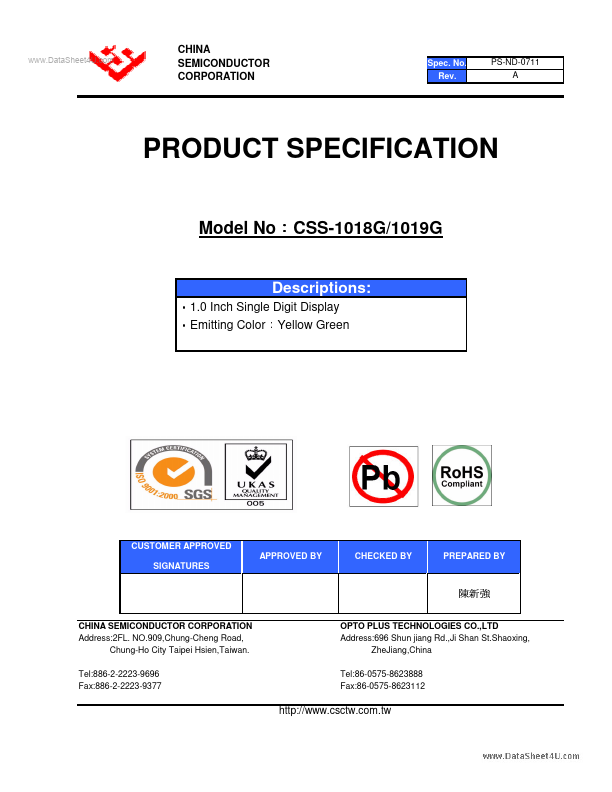 CSS-1019G China Semiconductor Corporation