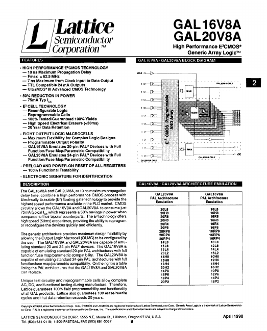 GAL20V8A Lattice Semiconductor