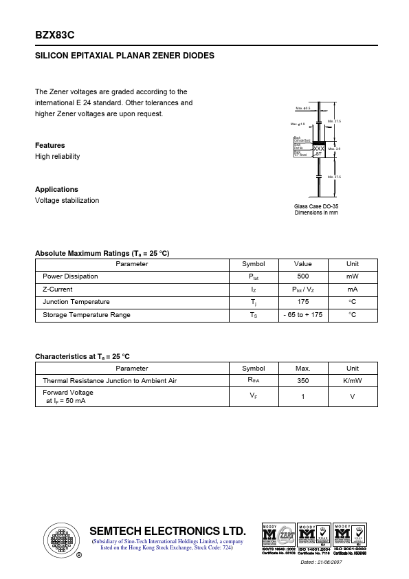 BZX83C9V1 SEMTECH