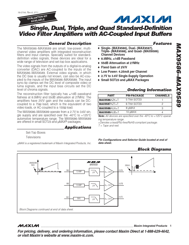 MAX9589 Maxim Integrated Products