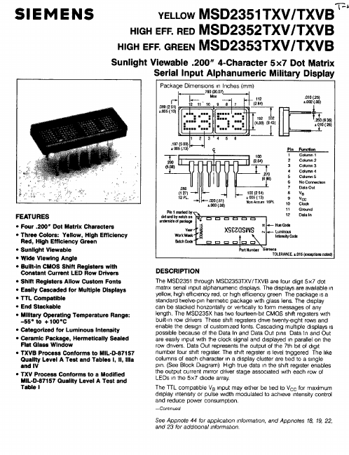 MSD2352TXVB Siemens Semiconductor