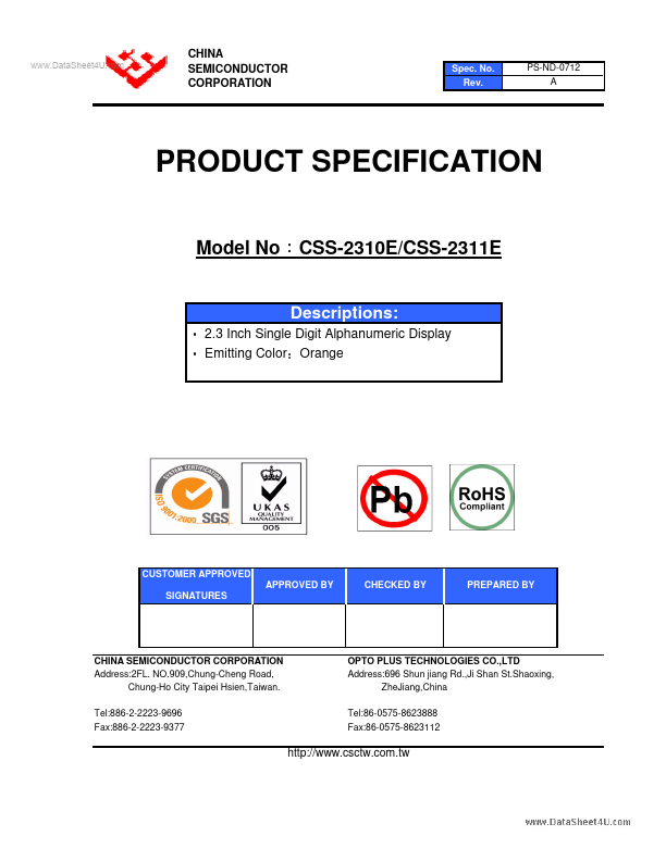 CSS-2311E China Semiconductor Corporation