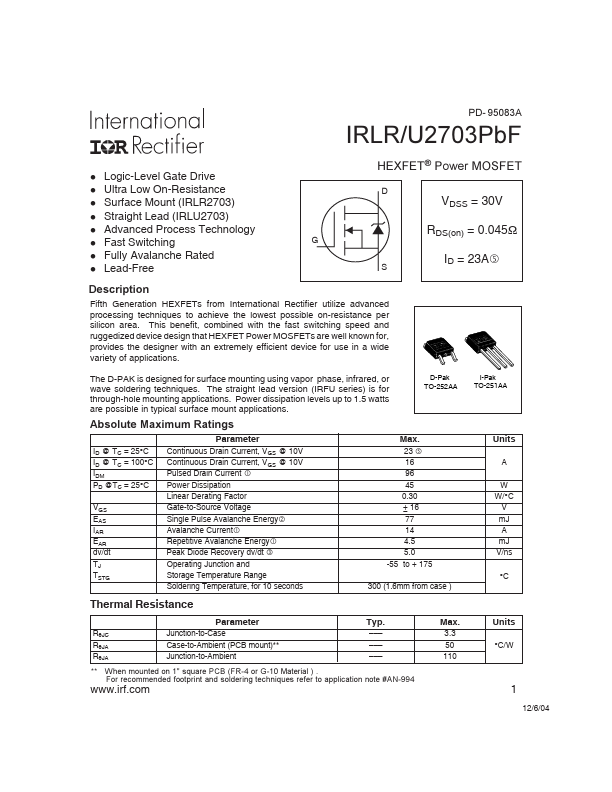 IRLU2703PBF International Rectifier