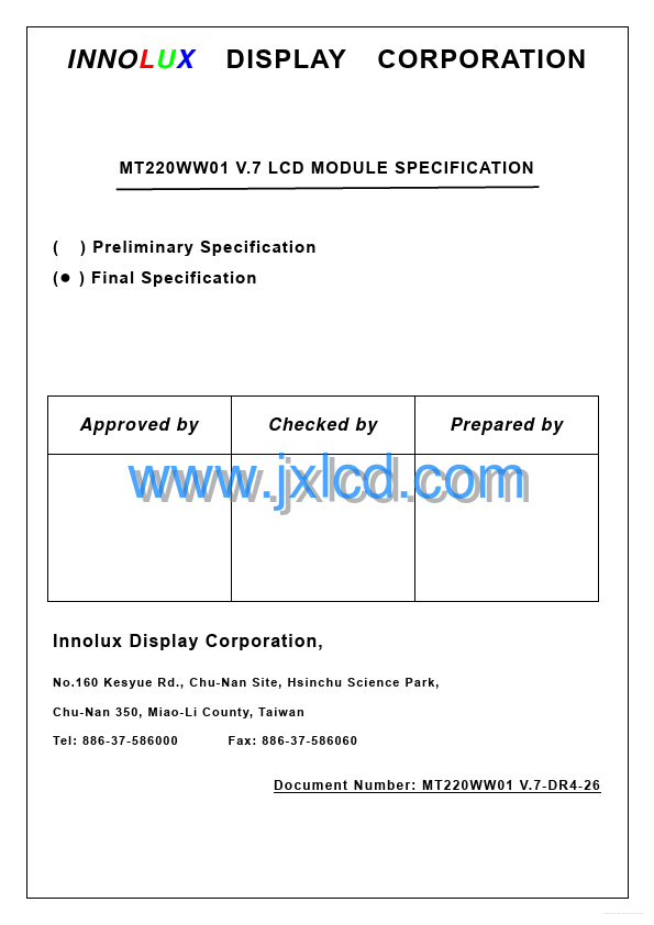 MT220WW01-V7 Innolux