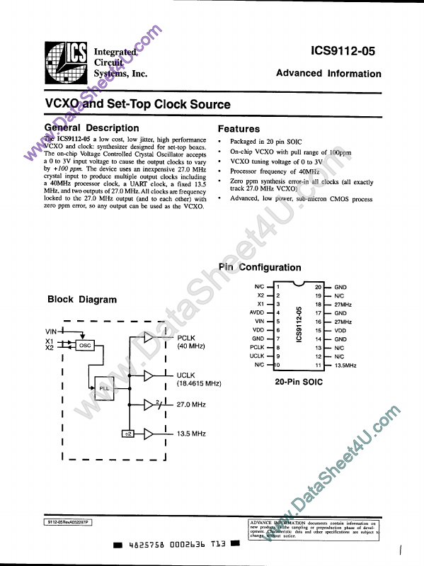 ICS9112-05 Integrated Circuit Systems