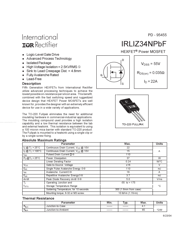 IRLIZ34NPBF International Rectifier