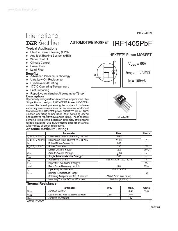 IRF1405PBF International Rectifier