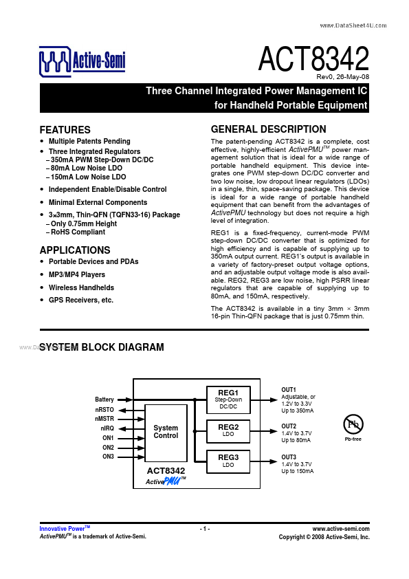 <?=ACT8342?> डेटा पत्रक पीडीएफ