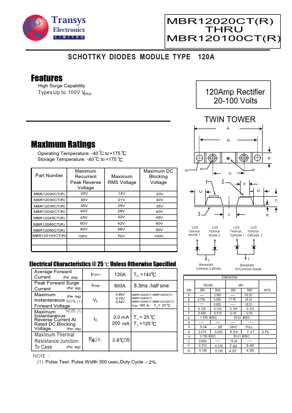 MBR12030CTR TRANSYS