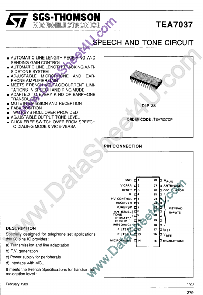 <?=TEA7037?> डेटा पत्रक पीडीएफ