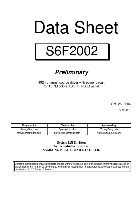 <?=S6F2002?> डेटा पत्रक पीडीएफ