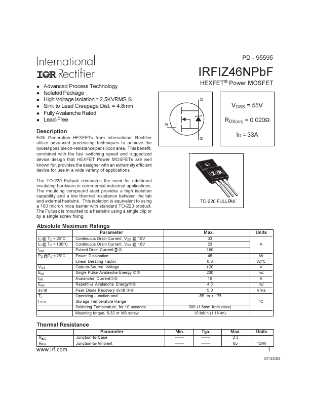 IRFIZ46NPBF International Rectifier