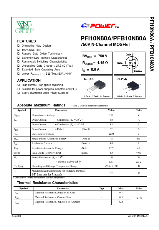 <?=PFI10N80A?> डेटा पत्रक पीडीएफ