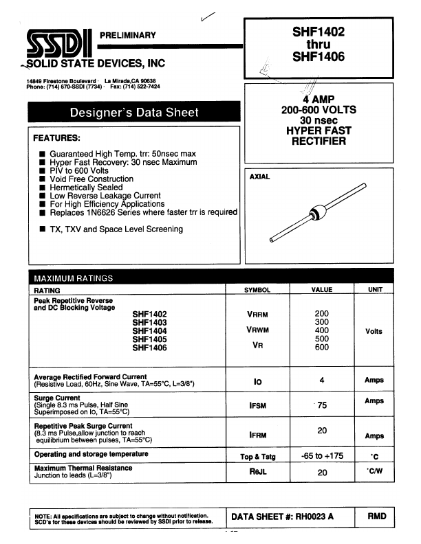 SHF1405 SSDI